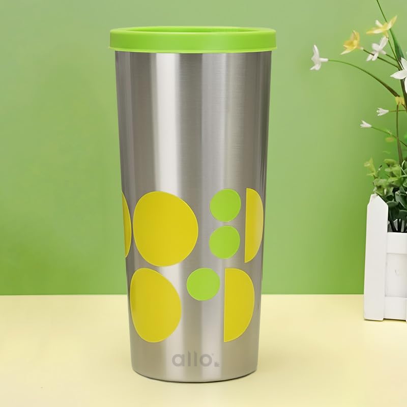 Allo Stainless Steel Tumbler with Lid, Leak Proof Water Tumbler for Home, Office, School, Travel, Kids Rust Proof, Multipurpose Storage Glass for Juice, Tea, Coffee, Milk, Green (550Ml) - Image 1