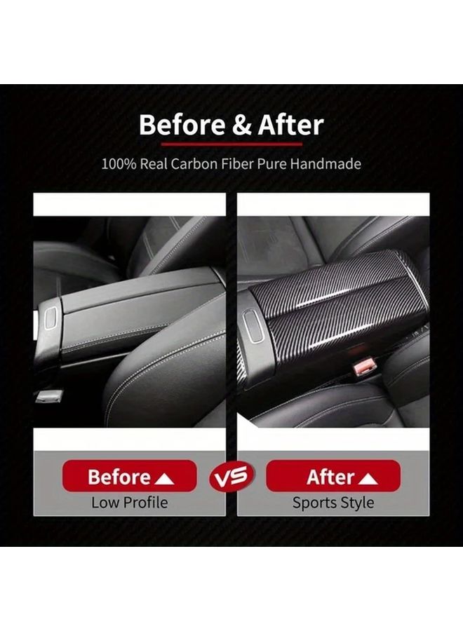 1 Set Carbon Fiber Car Center Armrest Storage Box Cover Decorative Sticker For Mercedes A Class W177 CLA C118 B Class W247 GLB X247 GLA Interior Accessories - Image 4