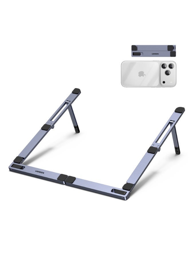 Ugreen Laptop Stand for Desk, Adjustable Laptop Riser Metal Silicone Foldable Portable Notebook Holder, Ventilated Cooling Notebook Mount Computer Stand Easy Storage Fit Macbooks 10-17.3” Laptops grey - Image 1