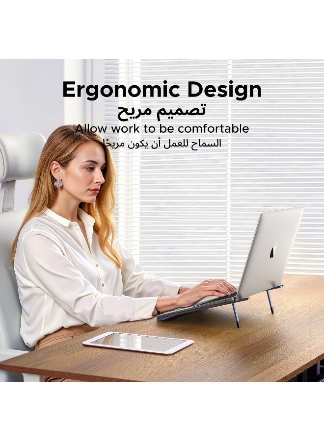 Ugreen Laptop Stand for Desk, Adjustable Laptop Riser Metal Silicone Foldable Portable Notebook Holder, Ventilated Cooling Notebook Mount Computer Stand Easy Storage Fit Macbooks 10-17.3” Laptops grey - Image 2