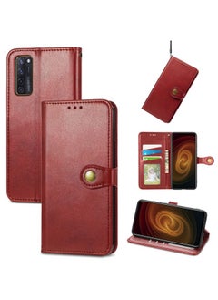 Case Cover For ZTE Axon 20 5G Solid Color Leather Buckle Phone Case with Lanyard & Photo Frame & Card Slot & Wallet & Stand Function(Red)