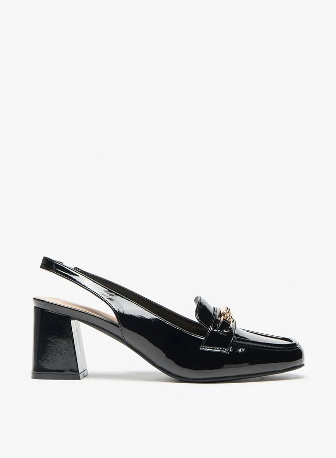 Flora Bella By Shoexpress Metal Accent Slingback Slip-On Shoes with Block Heels