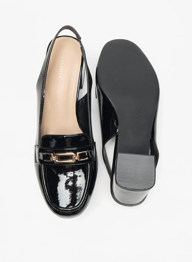 Flora Bella By Shoexpress Metal Accent Slingback Slip-On Shoes with Block Heels