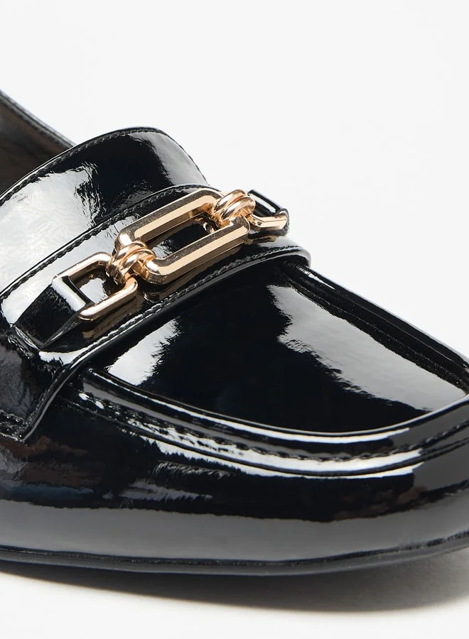 Flora Bella By Shoexpress Metal Accent Slingback Slip-On Shoes with Block Heels