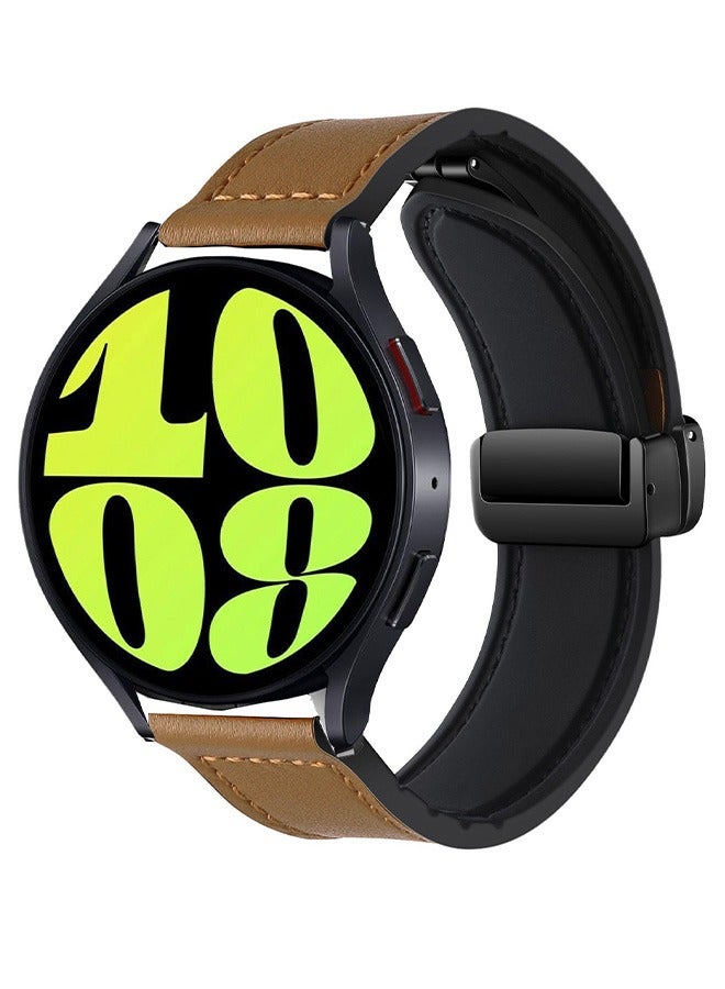 S-Color 20mm Leather Strap Compatible with Galaxy Watch 6 40/44mm/Watch 6 43/47mm/Galaxy Watch 5 Pro 45mm/Watch5 40/44mm/Watch 4 Replacement Band Compatible with Huawei GT2 GT3/42mm Dark Brown - Image 2