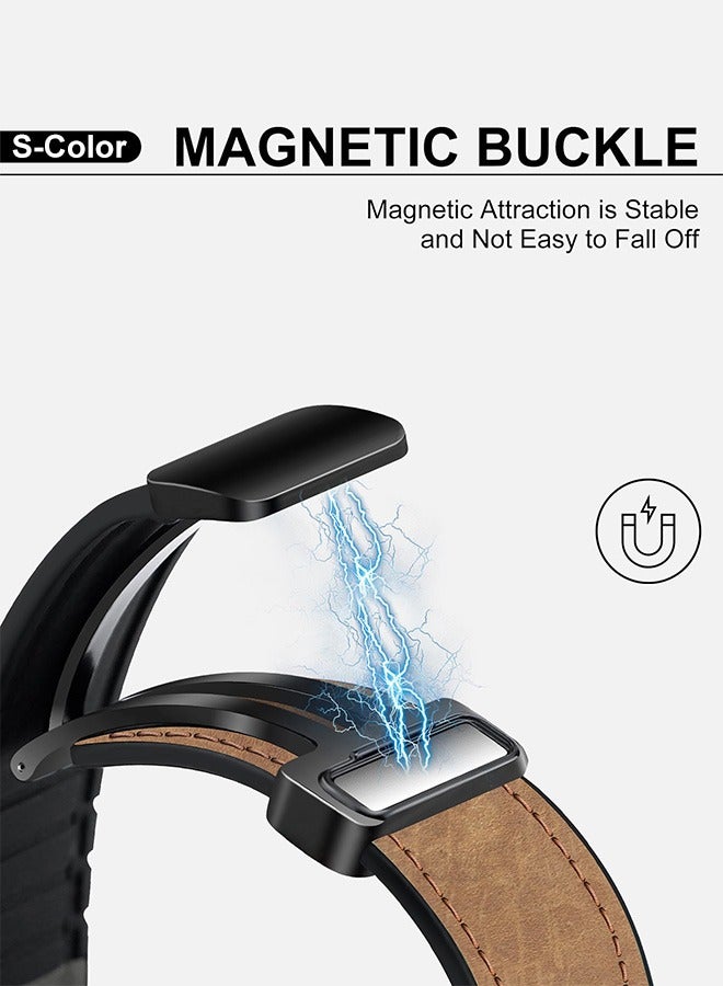 S-Color 20mm Leather Strap Compatible with Galaxy Watch 6 40/44mm/Watch 6 43/47mm/Galaxy Watch 5 Pro 45mm/Watch5 40/44mm/Watch 4 Replacement Band Compatible with Huawei GT2 GT3/42mm Dark Brown - Image 3