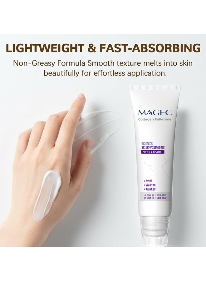HOEGOA Magec Collagen Fullerene Neck Cream, Magec Cream, Collagen Neck Cream, Tighten And Lift Firming Neck Cream, Neck Skincare With Collagen Peptides, For Neck Firming, Wrinkles And Tightening, Reduces Wrinkles And Double Chin, With Roller, 50g - Image 5