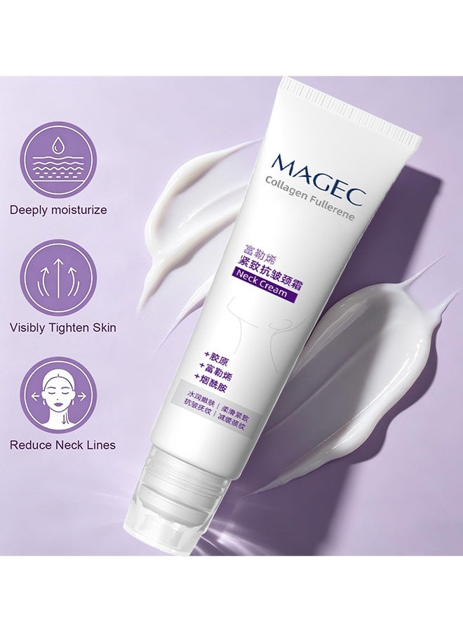 HOEGOA Magec Collagen Fullerene Neck Cream, Magec Cream, Collagen Neck Cream, Tighten And Lift Firming Neck Cream, Neck Skincare With Collagen Peptides, For Neck Firming, Wrinkles And Tightening, Reduces Wrinkles And Double Chin, With Roller, 50g - Image 3