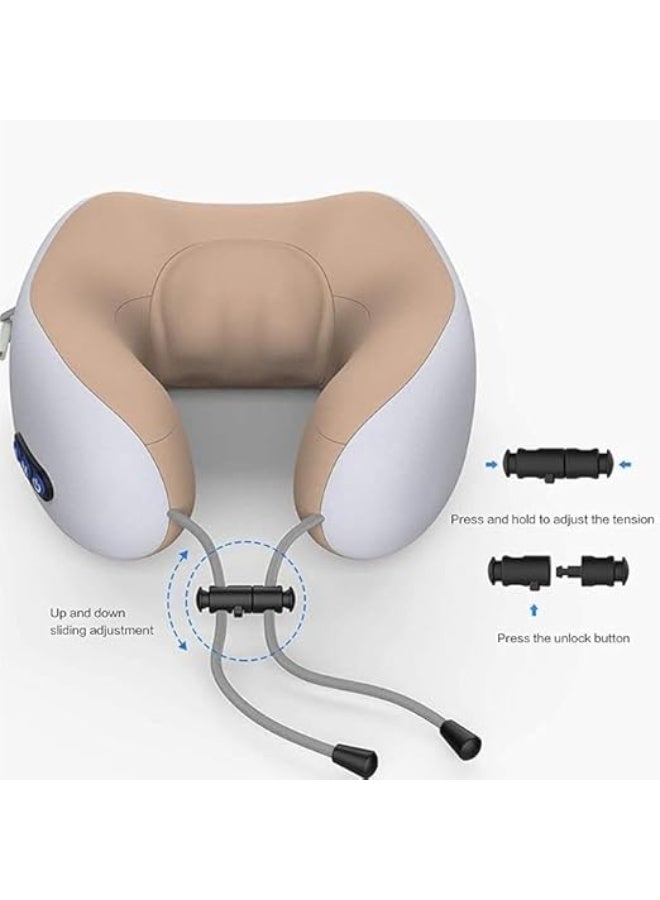 2-in-1 Travel Pillow and Electric Neck Massager, U-Shaped Memory Foam Massage Pillow for Airplane Sleeping, Car, and Office, Soft & Breathable. - Image 3