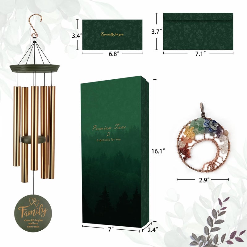 ASTARIN Wind Chimes for Outside, Large Outdoor Windchimes with Engraved Tree of Life, Premium Tuned Metal Chimes for Mother/Grandma, Home & Garden Decor with Soothing Tone - Image 2
