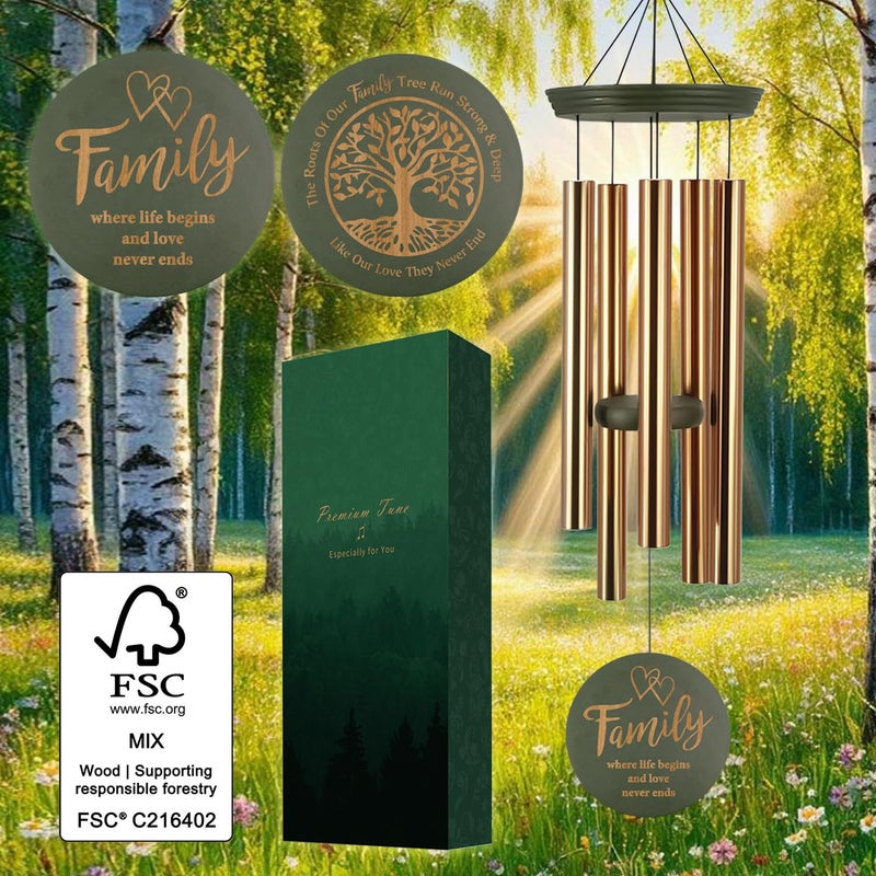 ASTARIN Wind Chimes for Outside, Large Outdoor Windchimes with Engraved Tree of Life, Premium Tuned Metal Chimes for Mother/Grandma, Home & Garden Decor with Soothing Tone - Image 4