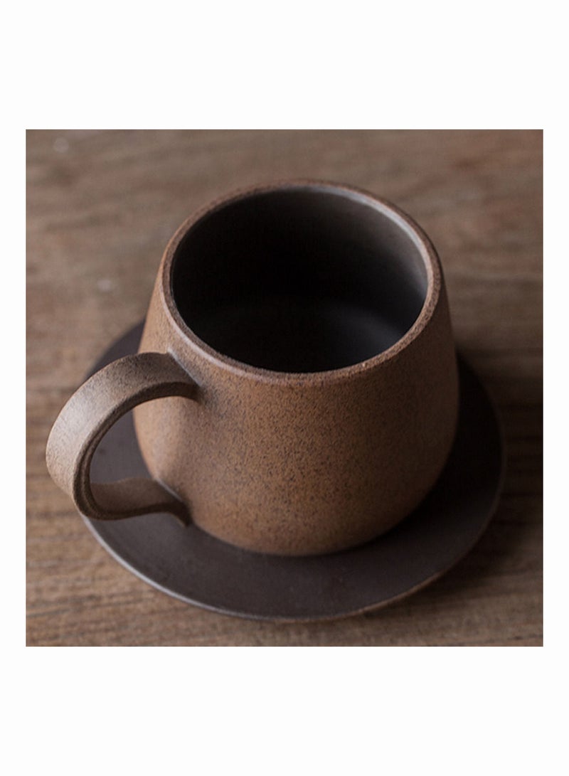 1-Piece Handmade Ceramic Coffee Milk Mug With base and stir bar,Simple Yet Retro - Image 1