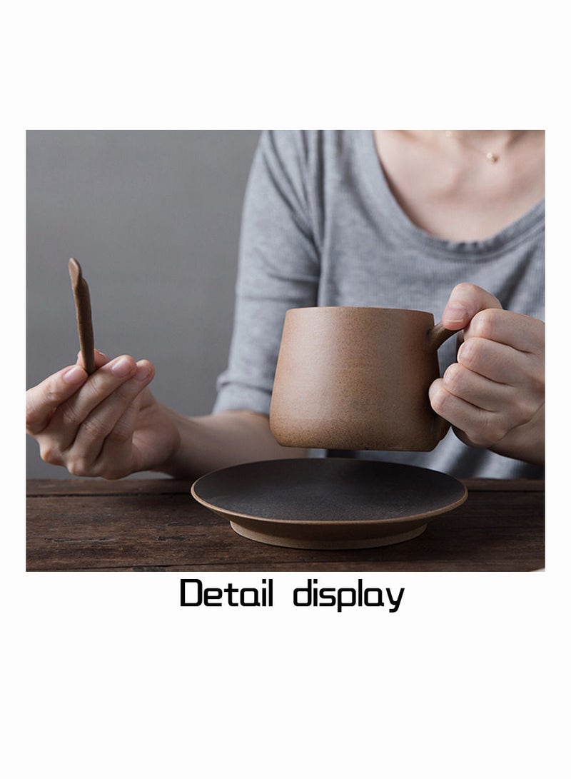 1-Piece Handmade Ceramic Coffee Milk Mug With base and stir bar,Simple Yet Retro - Image 4