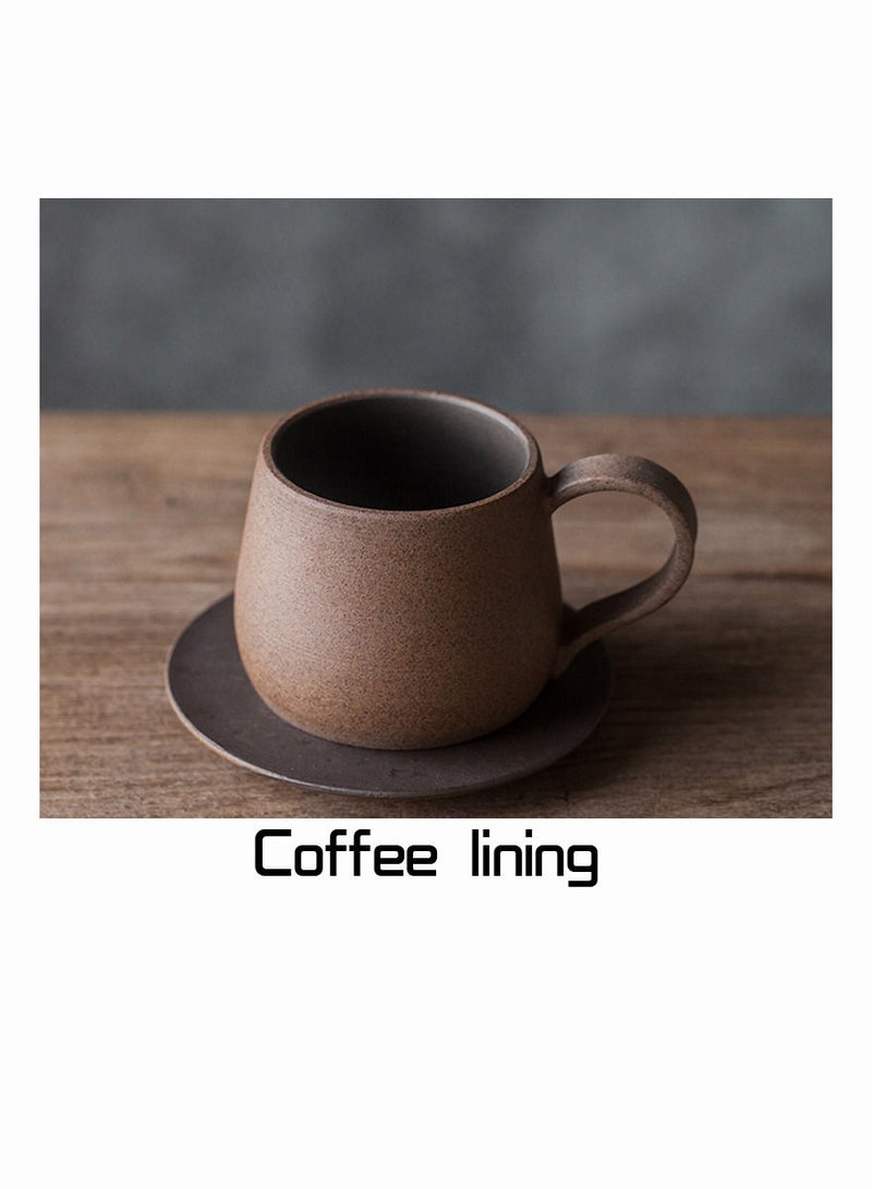 1-Piece Handmade Ceramic Coffee Milk Mug With base and stir bar,Simple Yet Retro - Image 3
