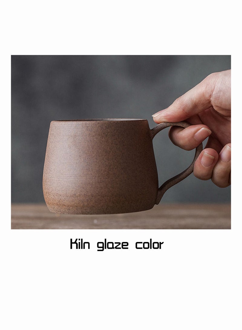 1-Piece Handmade Ceramic Coffee Milk Mug With base and stir bar,Simple Yet Retro - Image 2