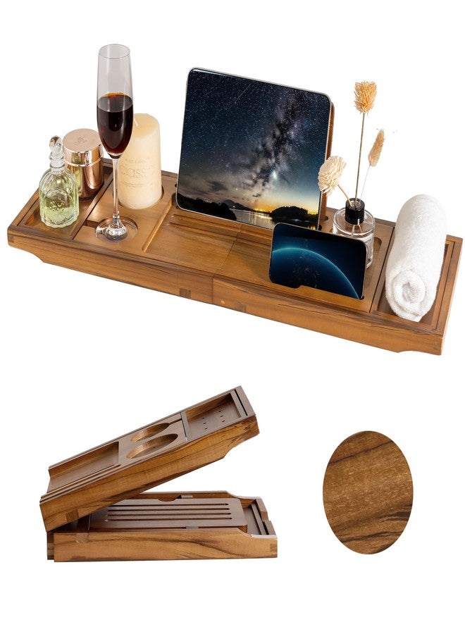 Dreamland Teak Bathtub Tray Expandable Bathroom Tray for Home Spa Relaxation, Wooden Tray Caddy for Bathtub, Teak Bathtub Caddy as Unique Housewarming, Birthday, Wedding Shower Gifts (Light Walnut) - Image 1
