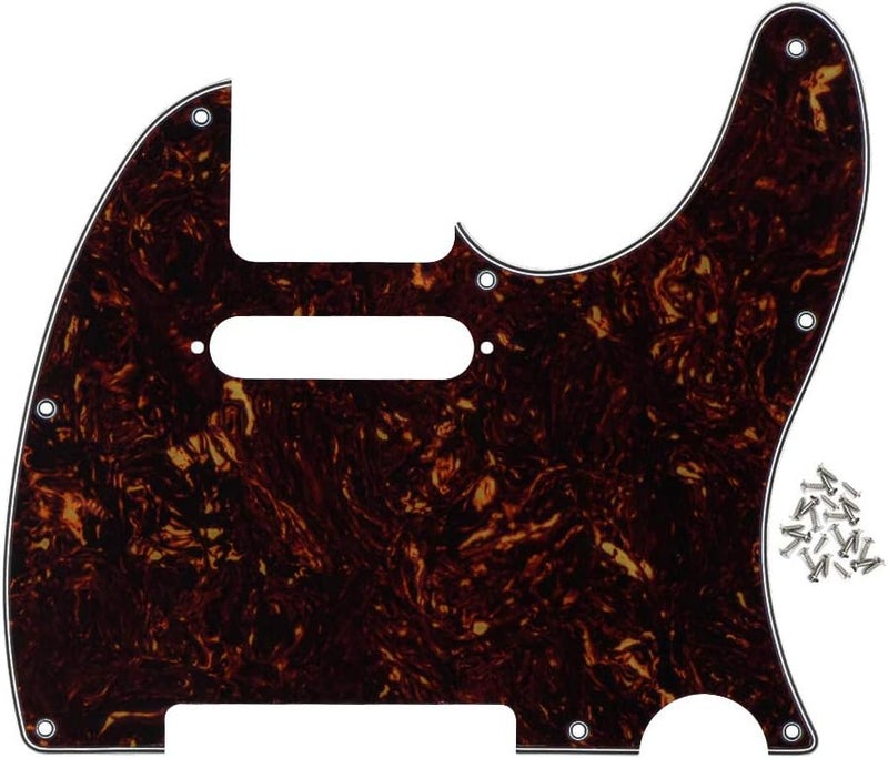 FLEOR 8 Hole TL Pickguard Scratch Plate with Pickguard Screws Set Fit USA/MX Standard TL Style Pickguard Replacement, 4Ply Brown Tortoise Shell - Image 1