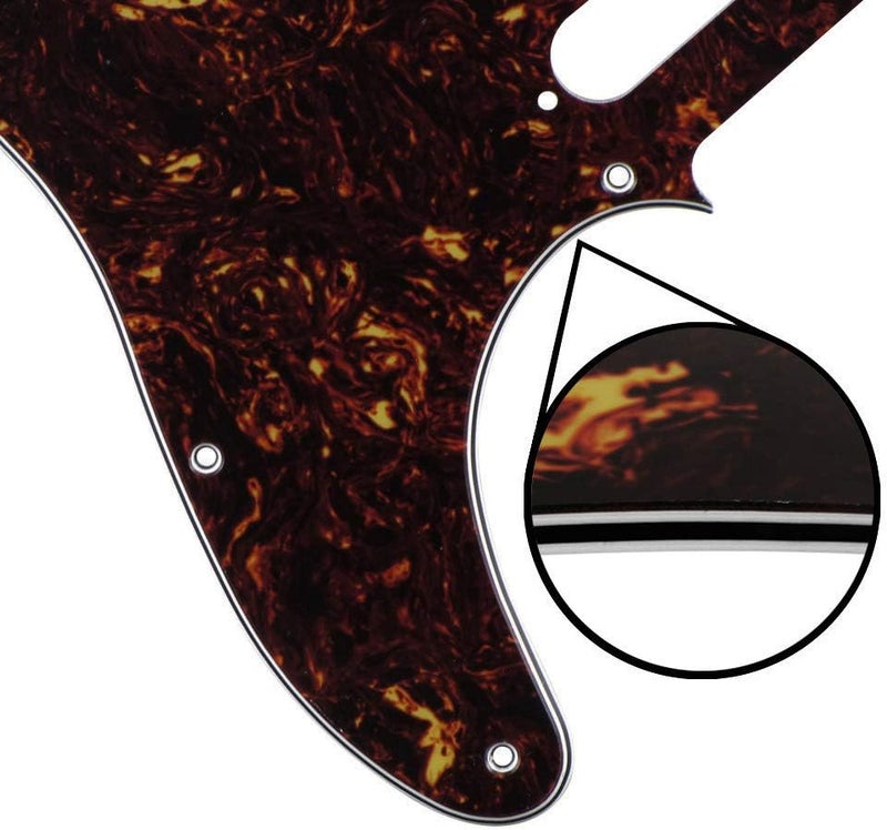 FLEOR 8 Hole TL Pickguard Scratch Plate with Pickguard Screws Set Fit USA/MX Standard TL Style Pickguard Replacement, 4Ply Brown Tortoise Shell - Image 4