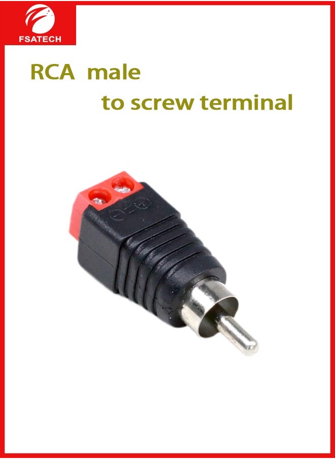 FSATECH 10 قطعة كابل سلك مكبر الصوت إلى كابل ذكر الصوت جاك المهنية وصلة لولبية كابل محول موصل RCA  - Image 1