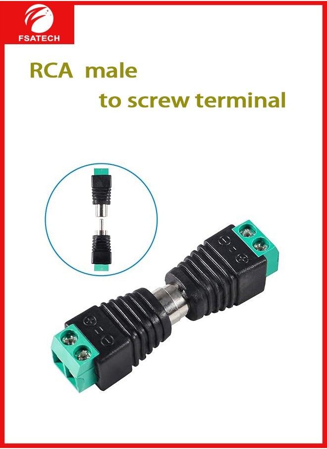 FSATECH 10 قطعة كابل سلك مكبر الصوت إلى كابل ذكر الصوت جاك المهنية وصلة لولبية كابل محول موصل RCA  - Image 2