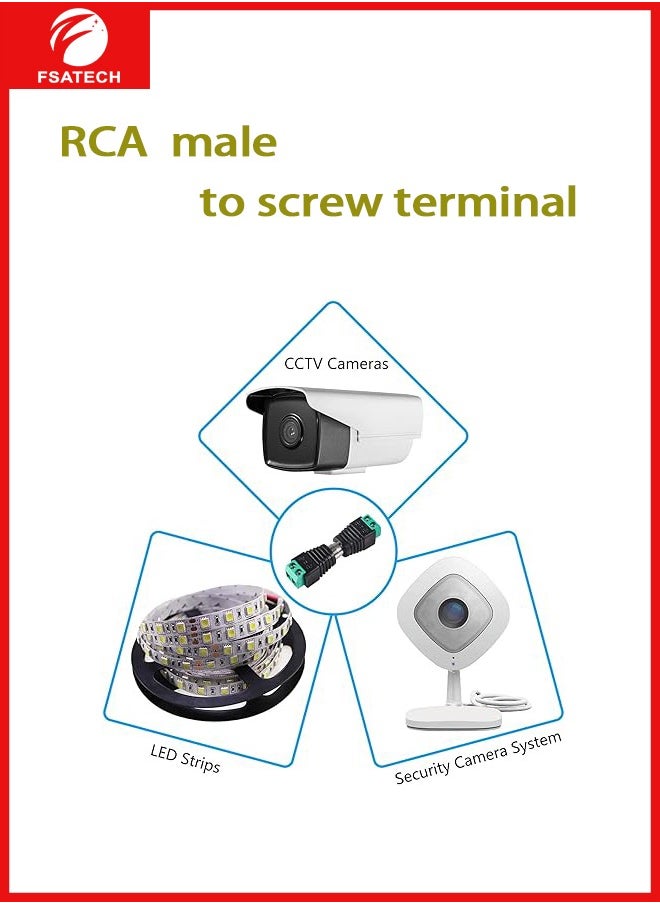FSATECH 10 قطعة كابل سلك مكبر الصوت إلى كابل ذكر الصوت جاك المهنية وصلة لولبية كابل محول موصل RCA  - Image 4