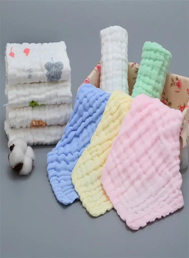 Tinnie frenzy Premium Muslin Baby Burp Cloths – Ultra Soft & Absorbent, 6 Layers for Newborns & Infants – Pack of 5/10 – Baby Essentials for Baby Feeding (Plain Multicolour and White Printed, Pack of 10) - Image 3