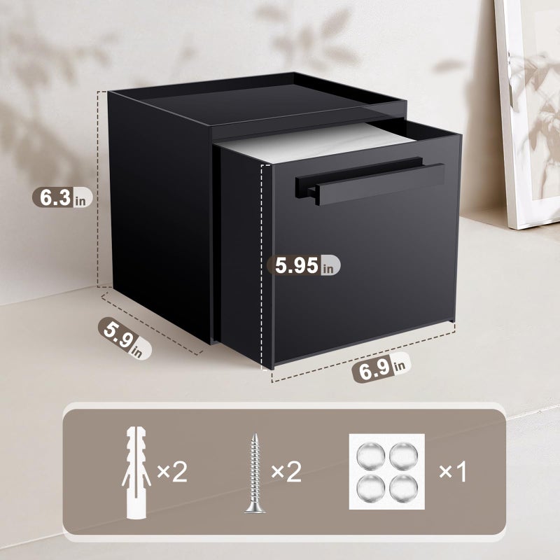 TAINESS Disposable Face Towel Storage Box Compatible with Clean Skin Club Clean Towel XL Acrylic Cosmetic Organizer Container Box Facial Towels Holder with Drawer Wall-Mounted (Glossy Black) - Image 4