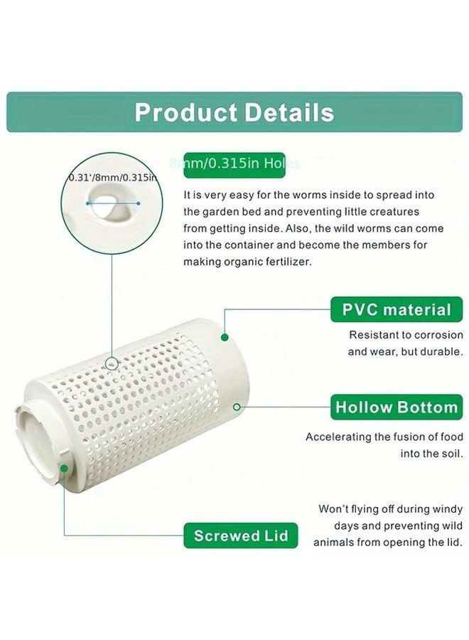 1 قطعة أنبوب سماد شاي الدودة PVC محكم الرائحة يوفر المساحة للعناية بحديقة العشب - Image 4