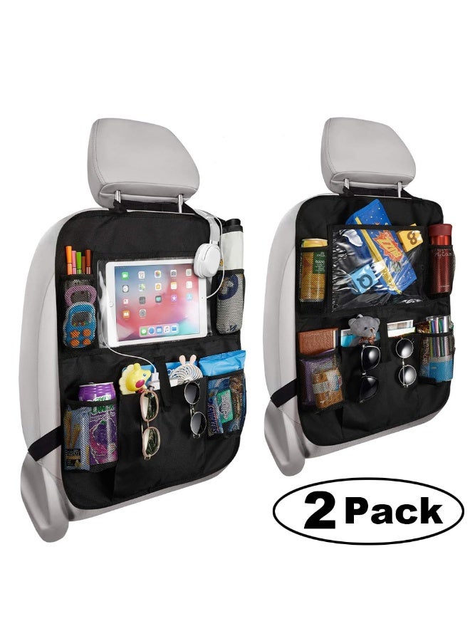 Generic 2Pcs Car Backseat Organizer, Waterproof and Durable Car Seat Storage Pockets with Touch Screen Tablet Holder, Universal Auto Travel Accessories  - Image 1