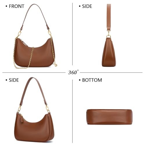 KKXIU Shoulder Bag for Women Cute Hobo and Tote Handbags Retro Clutch Underarm Purse with 2 Removable Straps (Brown) - Image 5