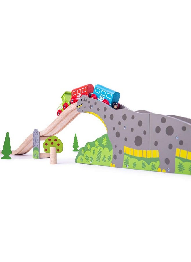 Bigjigs Rail Bigjigs Rail Bronto Riser - Dinosaur Train Set Accessory, Wooden Train Track & Accessories, Railway Toys & Trains for Kids, Age 3+ Years, Train Not Included  - Image 1