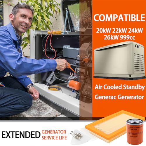 KOONDHEEND 6485 Maintenance Kit for Generac 1626kW Air Cooled Standby Generators Compatible with 22kW 24kW Guardian Series Includes 070185E Oil Filter 0J8478S Air Filter RC12YC Spark Plugs - Image 3