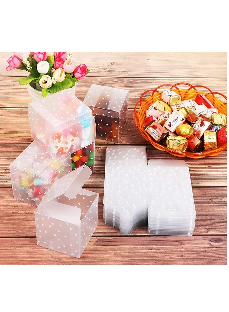 30PCS Dots Clear Cube Wedding Party Favour Boxes PVC Transparent Square Small Gift Boxes for Candy, Sweets, Chocolate, Item Storage Display (Clear Dots, 6x6x6cm) - Image 4