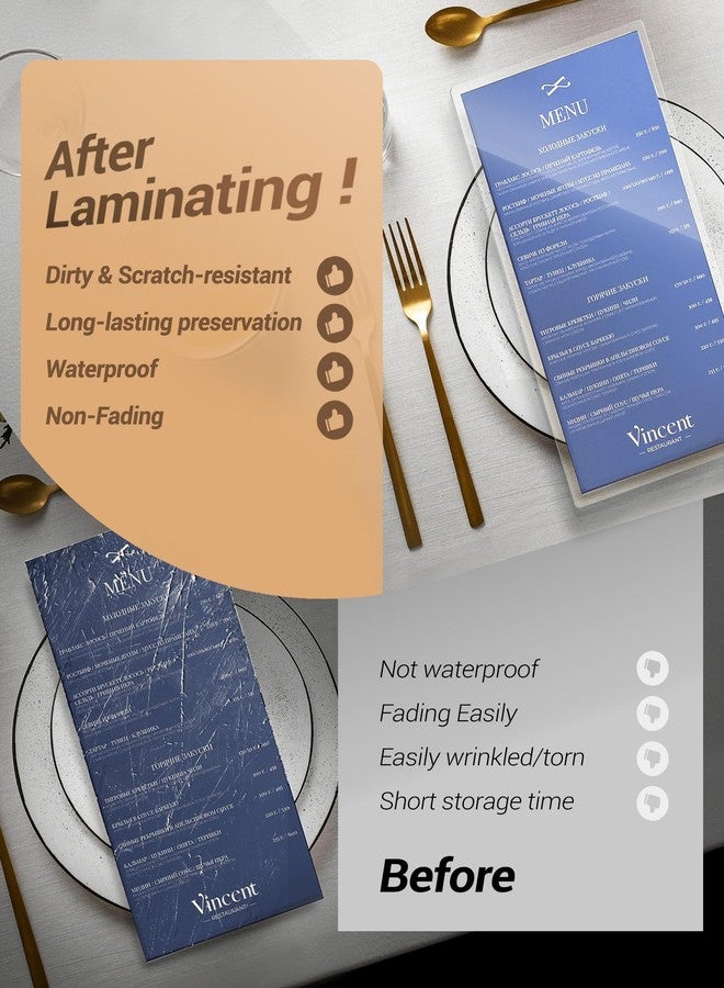Uinkit 5Mil Heavy-Duty 100 Pack Menu Laminating Pouches, 11.5"x17.5" Sheets for 11x17 Menu, Crystal Clear Thermal Laminating Paper for Restaurant, Cafe, Bistro - Round Corner, Bubble-Free - Image 4