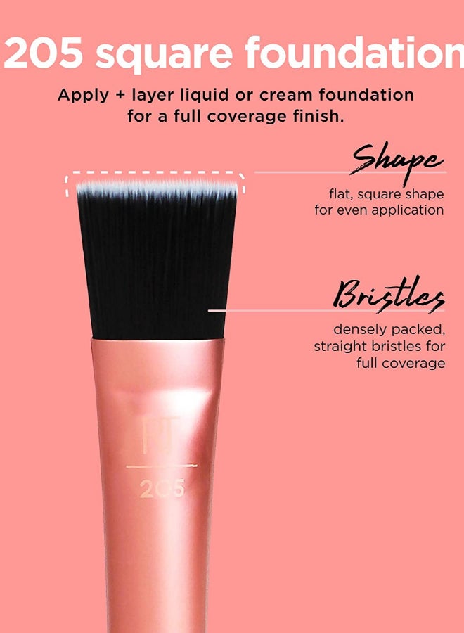REAL TECHNIQUES Flawless Base Brush Set With Ultra Plush Custom Cut Synthetic Bristles and Extended Aluminum Ferrules with Miracle Complexion Sponge (Pack Of 4), Orange Multicolour - Image 2
