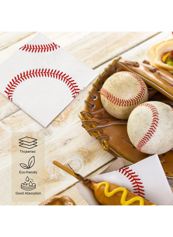 ADXCO 48 Pack Baseball Napkins 13 X 13 Inches Baseball Design Napkins Baseball Napkins For Birthday Party Baseball Theme Party Supplies - Image 4