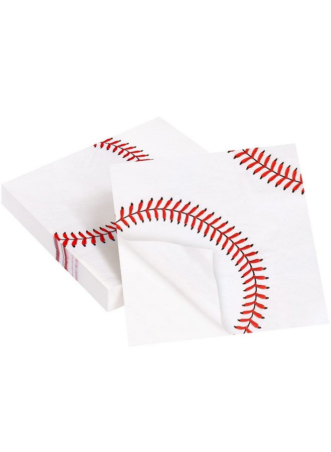 ADXCO 48 Pack Baseball Napkins 13 X 13 Inches Baseball Design Napkins Baseball Napkins For Birthday Party Baseball Theme Party Supplies - Image 2