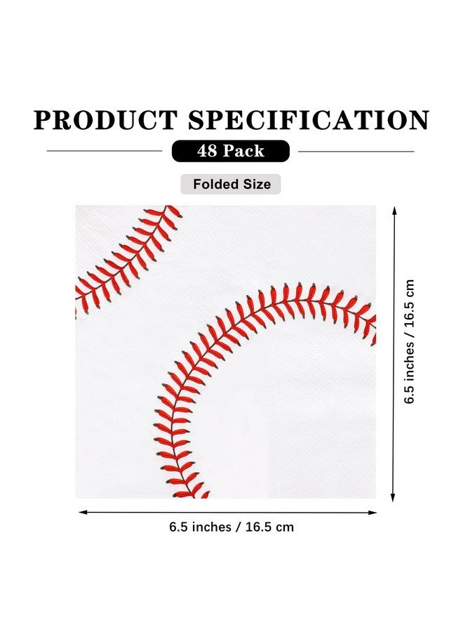 ADXCO 48 Pack Baseball Napkins 13 X 13 Inches Baseball Design Napkins Baseball Napkins For Birthday Party Baseball Theme Party Supplies - Image 3