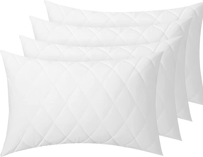 PILLOW CASES 4 PACK MICROFIBER QUILTED PILLOW CASESPILLOW PROTECTORS HOTEL QUALITY FABRIC WRINKLE FREE PILLOWS COVER PACK OF 4 STANDARD 75X50 CM