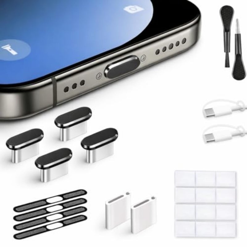Mizi USB C Dust Plug, 4 Pack Type C Anti Dust Plug Cover Charging Port Protector for iPhone 17 Pro, Complete Cleaning Accessories - Image 1