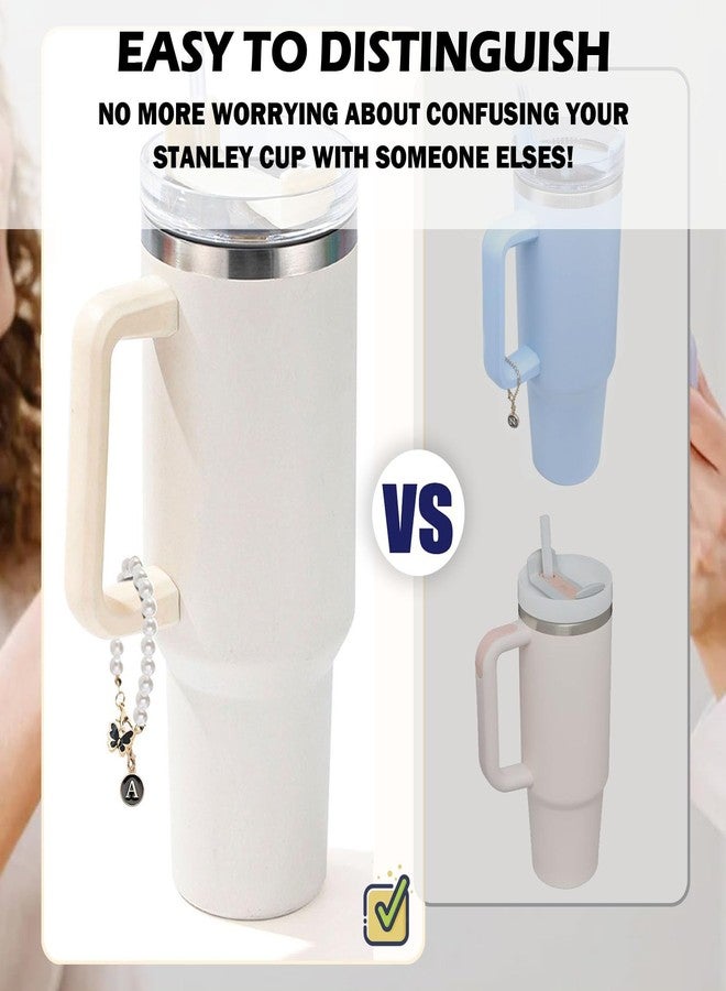 LUHOHI Letter Charm for Stanley Cup，Pearl Chain Accessories Stanley Cup Initial Charms for Handle Stuff Decor Water Bottle Jewelry Tumbler Cute Personalized Name ID Decorations Black Tag (S) - Image 5