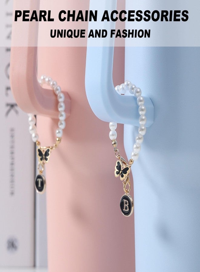 LUHOHI Letter Charm for Stanley Cup，Pearl Chain Accessories Stanley Cup Initial Charms for Handle Stuff Decor Water Bottle Jewelry Tumbler Cute Personalized Name ID Decorations Black Tag (S) - Image 4