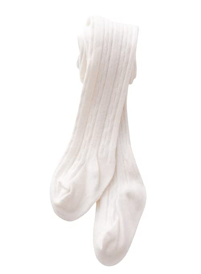 Syga جوارب أطفال SYGA للفتيات - بنطلونات قطنية ناعمة للأطفال الرضع - جورب محبوك سادة - دافئة - بيضاء 12-24 شهر - Image 1