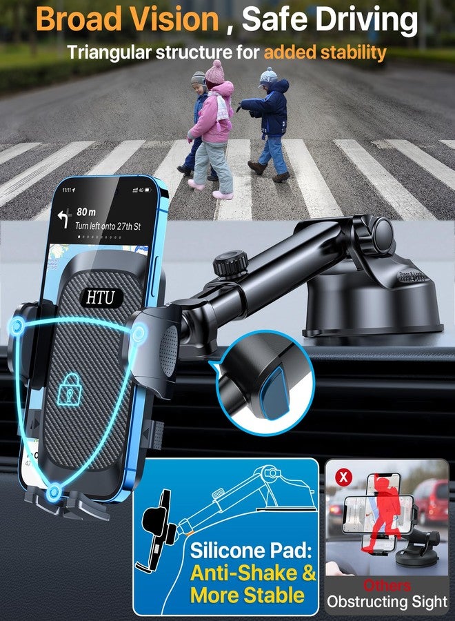 HTU 2025 Ultimate Car Phone Holder【80+LBS Strongest Suction & Military-Grade】 Universal Cell Phone Holder Truck Car Mount for Dashboard Windshield Air Vent for iPhone 16 Pro Max 15 Samsung 2pcs,Black - Image 5
