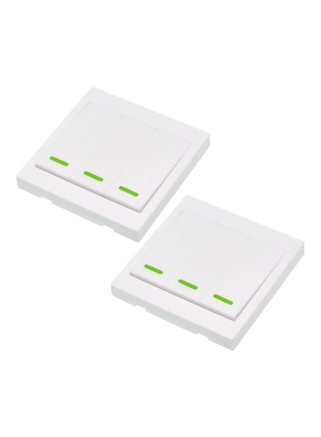 NIBEMINENT 2-Piece Push Button 3 Gang Remote Controller Transmitter With Stickers White - Image 2