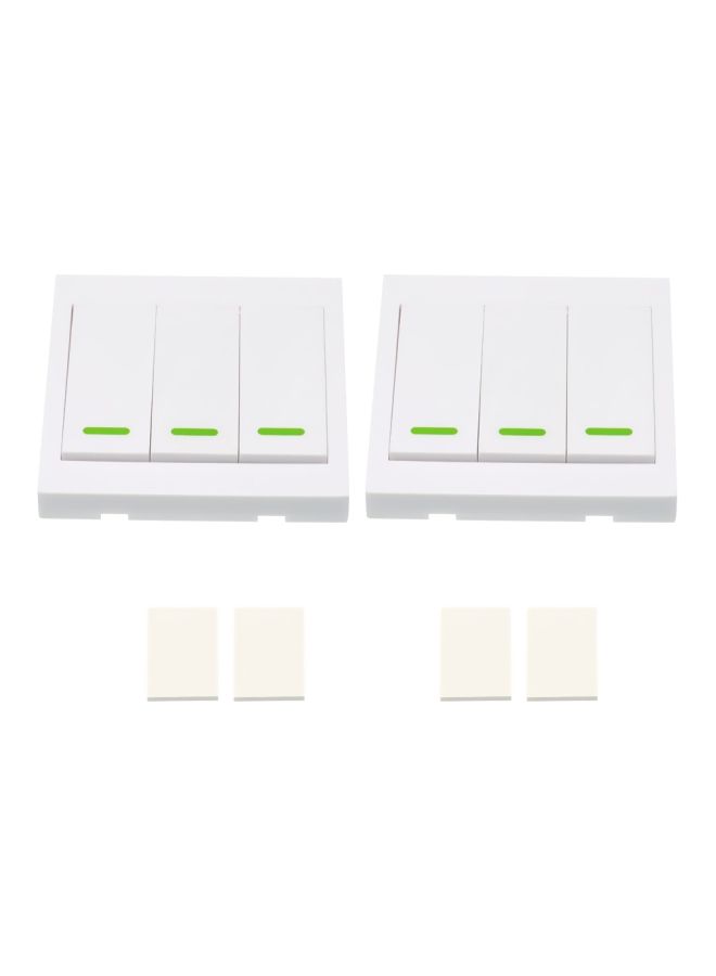 NIBEMINENT 2-Piece Push Button 3 Gang Remote Controller Transmitter With Stickers White - Image 1