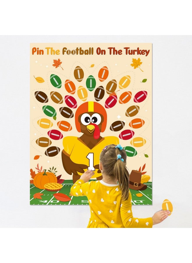 BeYumi Thanksgiving Turkey Party Games - Thanksgiving Turkey Pin The Tail Games For Kids Pin The Football On The Turkey Party Sticker Games Thanksgiving Football School Classroom Activities Supplies - Image 4