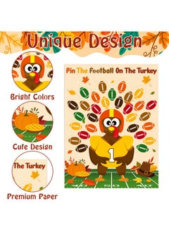 Thanksgiving Turkey Party Games - Thanksgiving Turkey Pin The Tail Games For Kids Pin The Football On The Turkey Party Sticker Games Thanksgiving Football School Classroom Activities Supplies - pzsku/Z3658771D6DAAD30E2754Z/45/_/1734348185/6a0e97a9-74b6-4d8f-b100-0c11fcf1780b