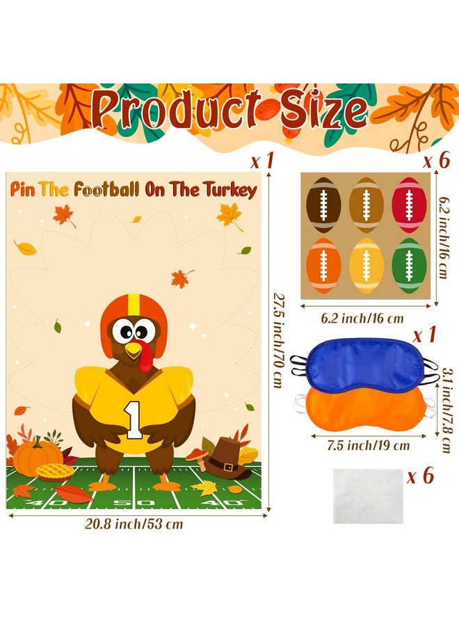 BeYumi Thanksgiving Turkey Party Games - Thanksgiving Turkey Pin The Tail Games For Kids Pin The Football On The Turkey Party Sticker Games Thanksgiving Football School Classroom Activities Supplies - Image 2
