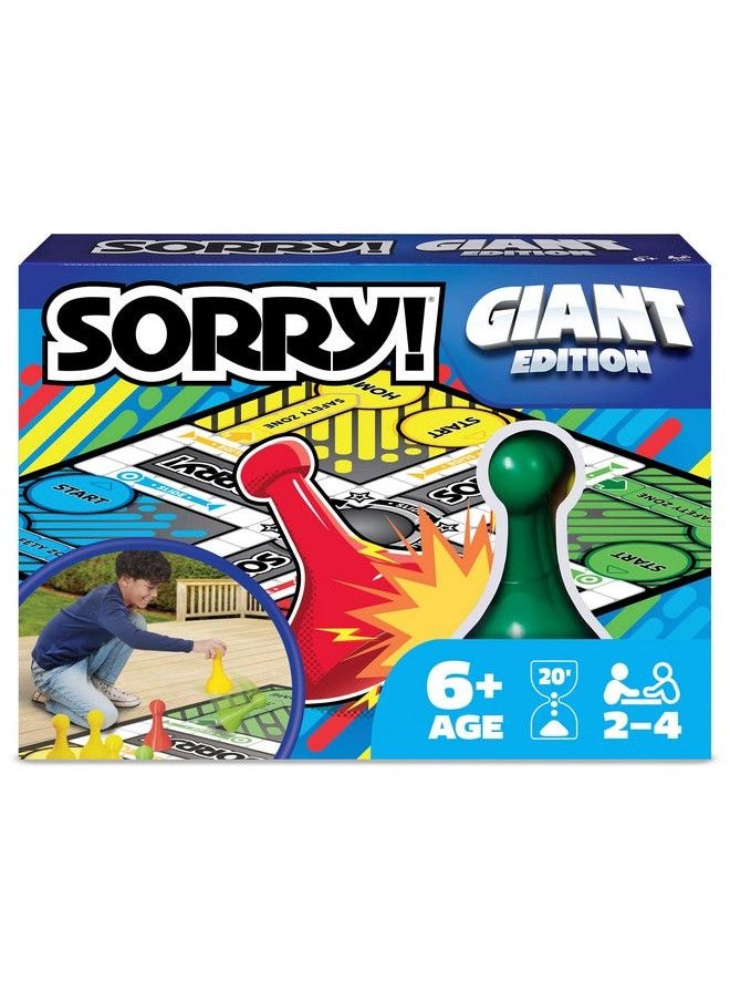 Spin Master Games Giant Sorry! Classic Family Board Game Indoor Outdoor Retro Party Activity With Oversized Gameboard & Pieces For Kids And Adults Ages 6 & Up  - Image 1